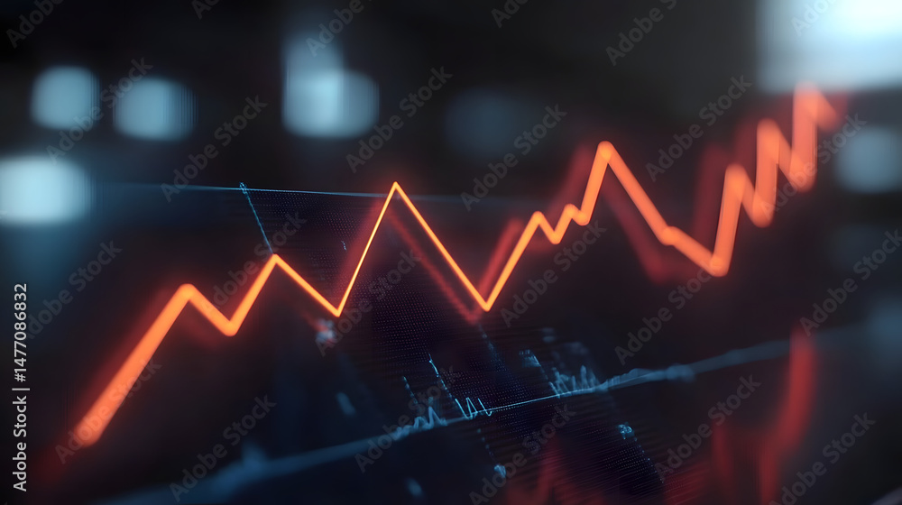 Poster a graph displaying an upward trend, illustrating growth and increasing values over time. ideal for r