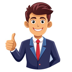 Happy child thumbs up on white background