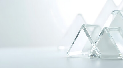 Obraz premium Abstract glass pyramids in a soft, minimalist setting create a serene and modern atmosphere.