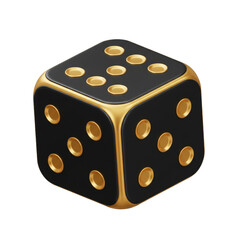 Elevated risk: A stylishly rendered black and gold dice for the casino