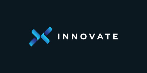 Obraz premium X Logo design, Innovate logo design, X Innovate logo design template