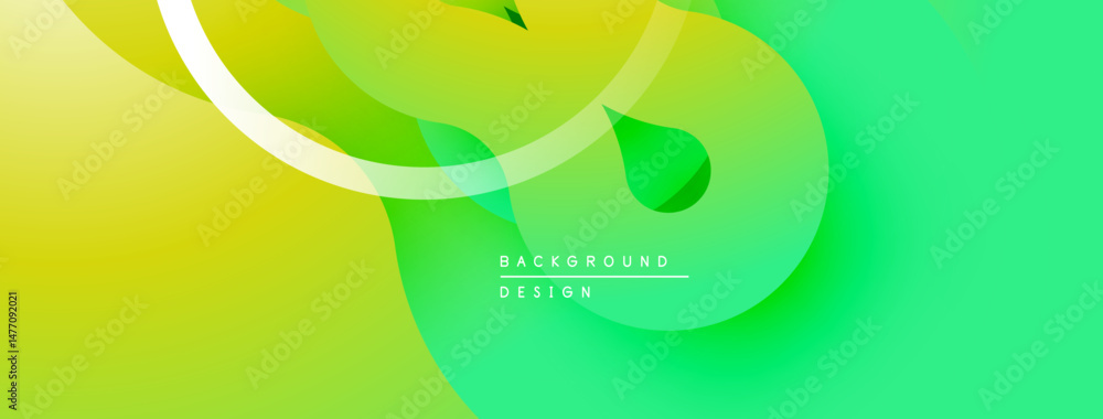 Aufkleber Abstract fluid shapes, vibrant greenyellow gradient. Modern design, smooth curves create dynamic composition. Minimalist aesthetic.