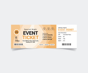 Event Ticket Template Design Vector File and Fully Customization