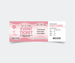 Creative Even Ticket Template Design with Vector