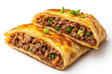 Close-up of Two Delicious Crispy Fried Meat-Filled Pastries