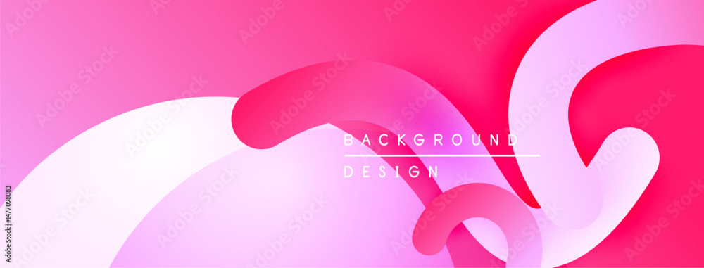 Poster Abstract pink design features flowing shapes, gradients. Text reads background design. Modern, vibrant visual composition.