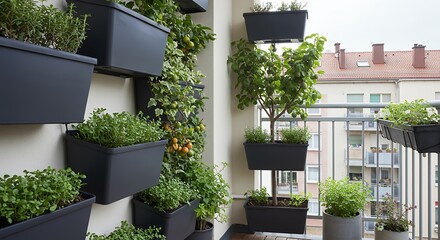 Fototapeta premium Vertical Garden with Plants on Balcony