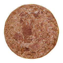 Isolated of sliced processed meat (Turkish Kavurma) on transparent background. Ideal for food packaging design, culinary catalogs or nutritional content illustrations.