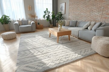 Fototapeta premium Modern Living Room with Gray Area Rug