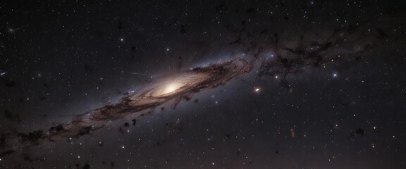 Fototapeta premium Myriad stars blaze across inky black Distant galaxies glimmer faintly , galaxy, universe, abstract