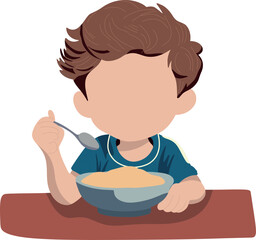 Boy eating breakfast