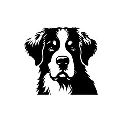 black and white dog head vector
