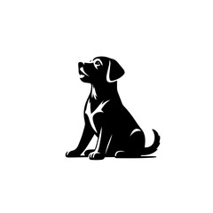 Vector black dog looking up