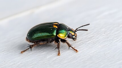 Vibrant Green Beetle Closeup Macro Photography