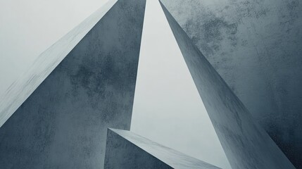 Abstract geometric shapes of muted gray concrete.