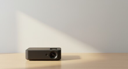 Fototapeta premium Projector on Table Casting Shadow Against Wall Still Life