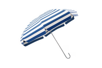 Striped beach umbrella illustration on transparent background