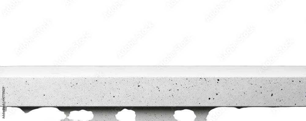 Aufkleber minimalist white concrete shelf isolated on a transparent background is a product display platform w