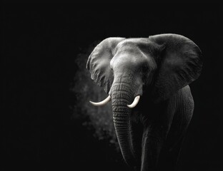 Naklejka premium Powerful African Elephant in Monochrome