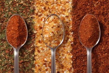 Different Spices in Spoons