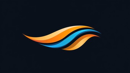 Obraz premium Abstract Waves Logo Design: Blue and Orange Swirls