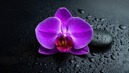 Pink Orchid on Black..