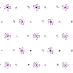 seamless pattern with pink flowers. Simple Pink Flower Pattern on a white Background. Seamless Pink Flower Wallpaper. Vibrant Minimalist Floral Background