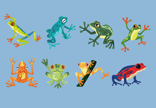 Colorful Jungle Animal Tropical Cartoon Amphibian Stickers
