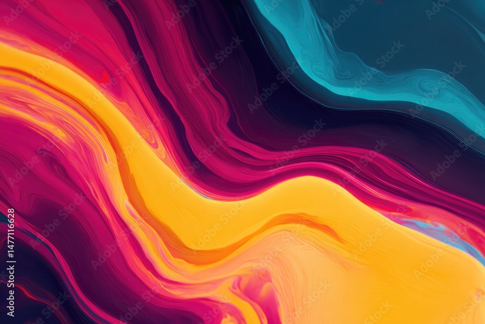 Poster colorful psychedelic patterns swirl in vibrant abstract design with bright hues and contrasting shap