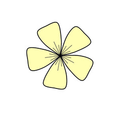 Minimalist Pale Yellow Flower Icon. Simple Floral Symbol. Elegant Five-Petal Flower Graphic Illustration. A Single Delicate Blossom. Flower Flat Art Style