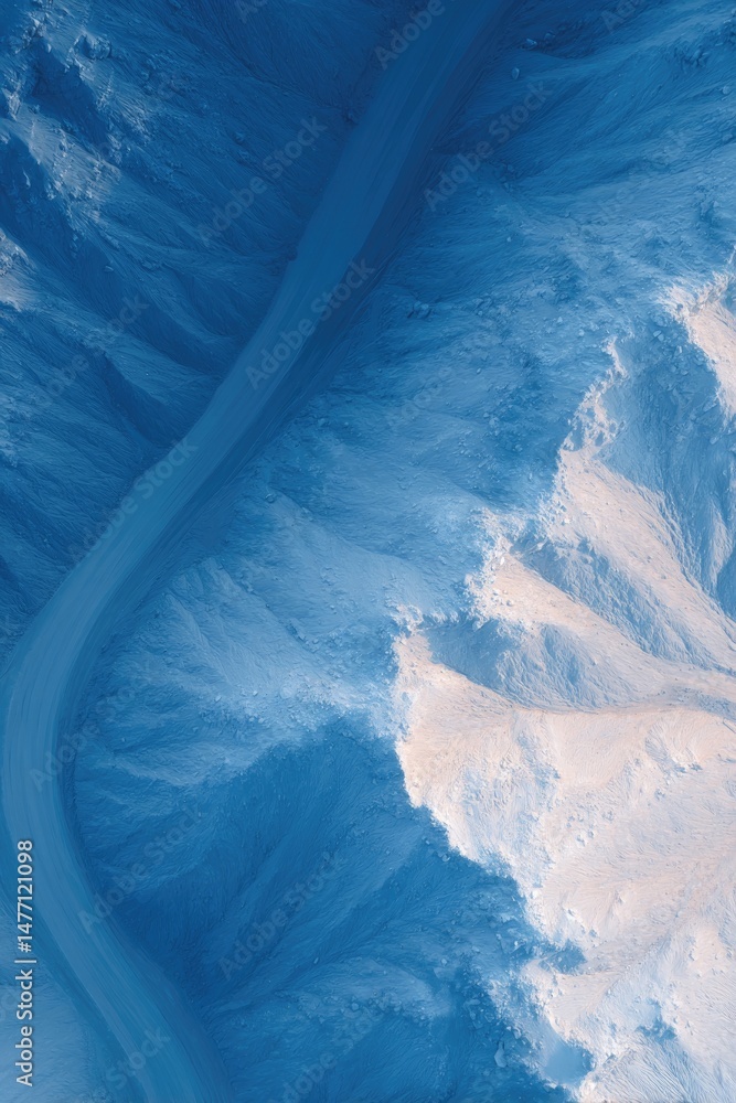 Poster drone-shot aerial view showcasing mining site from top-down perspective for minimalist effect