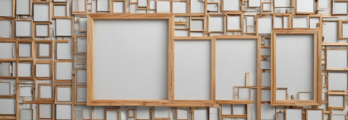 Photo collage frame mockup; grid of diverse shapes & sizes, layout, aesthetic, style