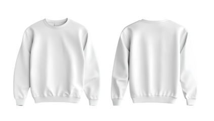 Blank white crewneck sweatshirt mockup, front and back views