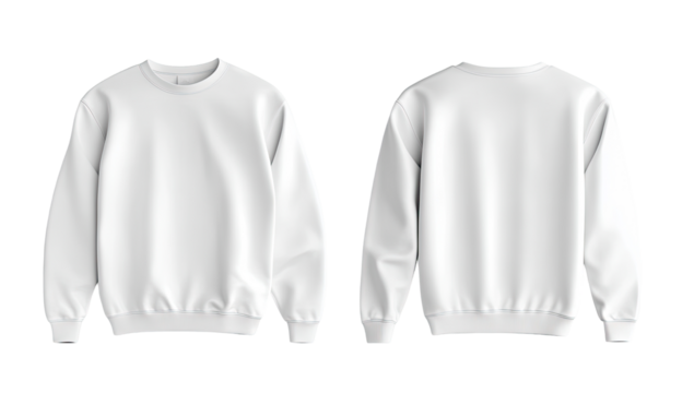 Blank white crewneck sweatshirt mockup, front and back views
