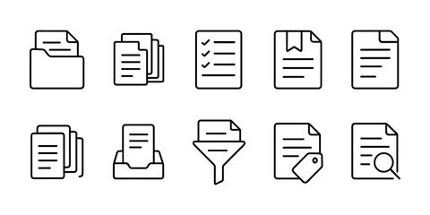 File and folder icons with filters and paper sheets