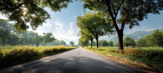 Fototapeta premium Country Road Through Lush Green Trees