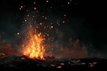 Fiery Campfire at Night