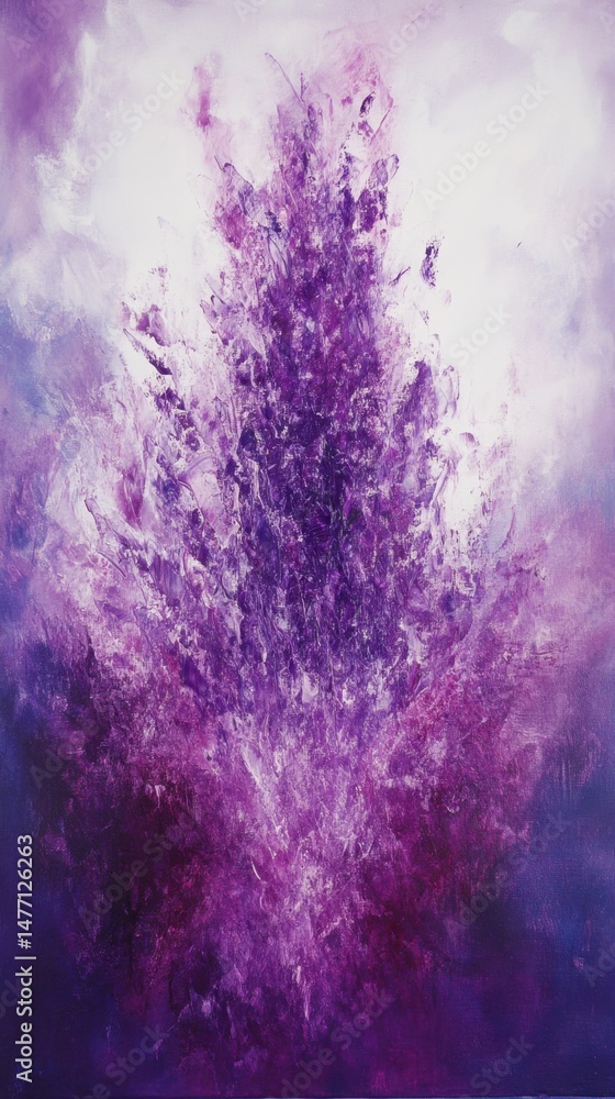 Poster abstract painting purple hues expressionist style close up view artistic interpretation color spectr