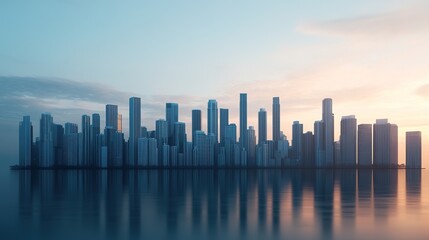 Obraz premium Smart city under construction urban development in a modern landscape at dawn