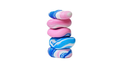 Stack of Swirled Pink and Blue Clay Stones, Abstract Art