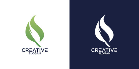 abstract leaf gradient logo design vector