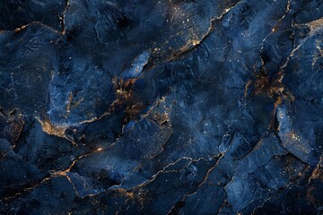 Seamless high-resolution texture of natural dark sapphire stone with golden speckles and veins. Elegant mineral surface for premium backgrounds and digital designs.

