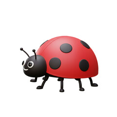 Obraz premium Whimsical 3D ladybug model on a pure white backdrop for stock imagery