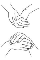 massage hands line drawing manicure and hand care