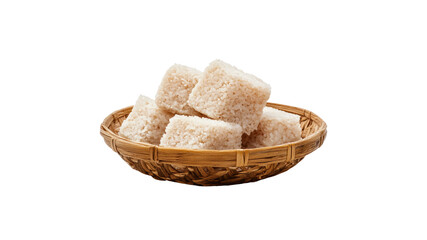 Sweet Rice Cakes in a Wicker Basket - Traditional Asian Dessert