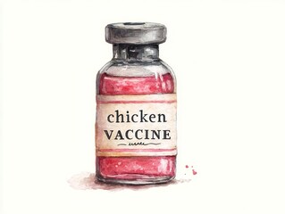 Chicken Vaccine Bottle in Watercolor Style for Veterinary Use