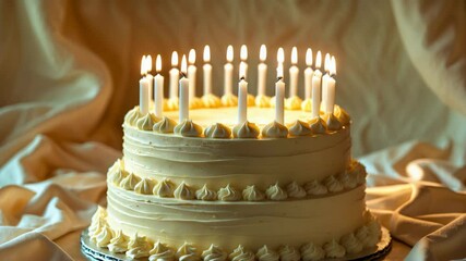 Fiftyth birthday cake with candles for celebration