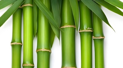 Fototapeta premium Vibrant Green Bamboo Stalks with Lush Leaves