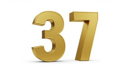 Obraz premium Golden Number 37 on White Background