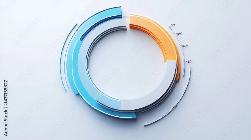 Poster circular infographic chart with multiple data rings in gradient colors on a white background, repres